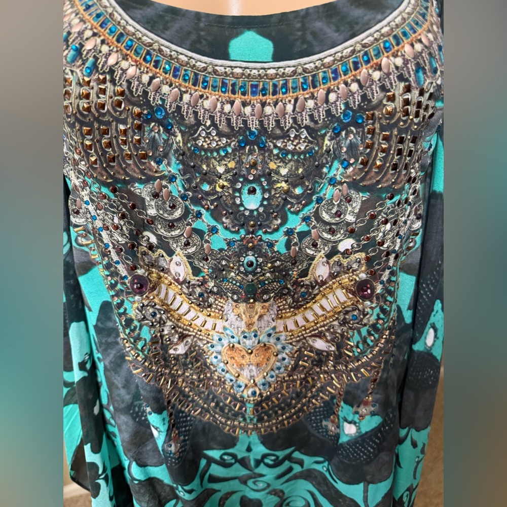 Camilla Turquoise and Black Embellished Dress - Picture 2 of 12